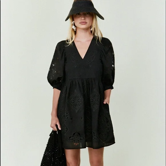 HUNTER BELL | Dresses | Hunter Bell Black Maya Crochet Mini Dress | Poshmark
